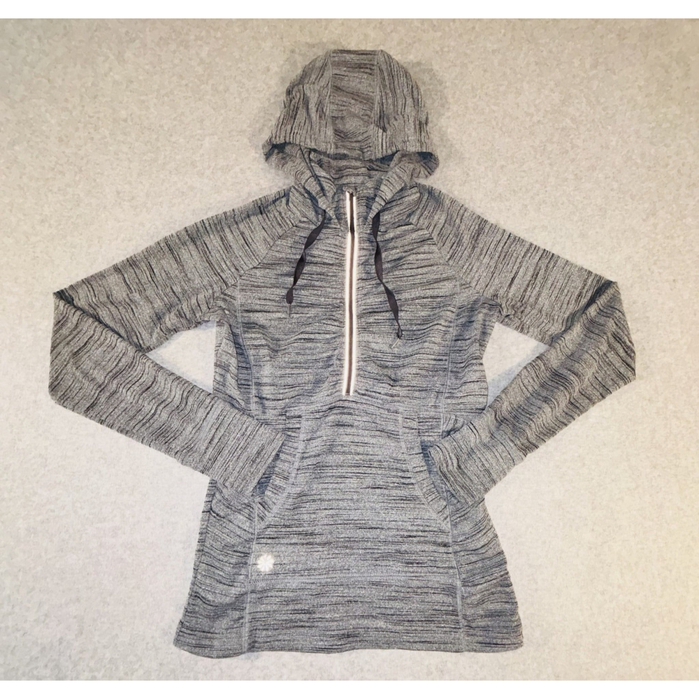 Athleta‎ Womens XXS Gray Cowl Neck Half Zip Hoodie Thumbhole Athletic Top